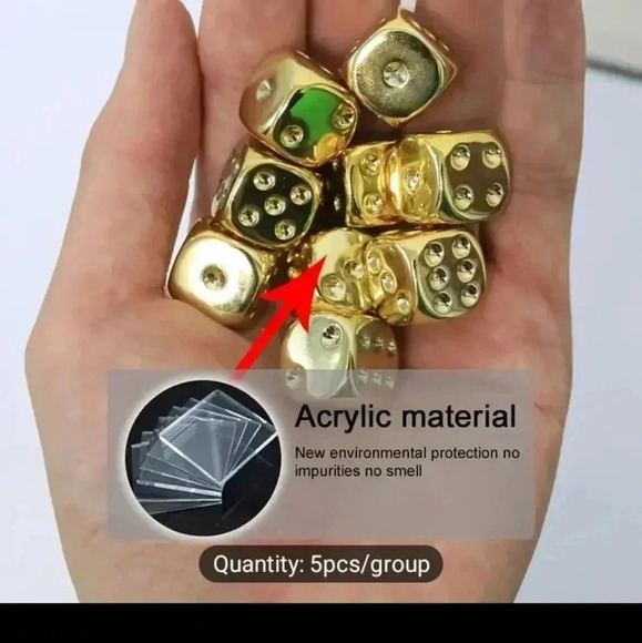 5pcs, Electroplated Gold-plated High-quality Dice Set, Multi-sided NWT.. - Picture 7 of 8